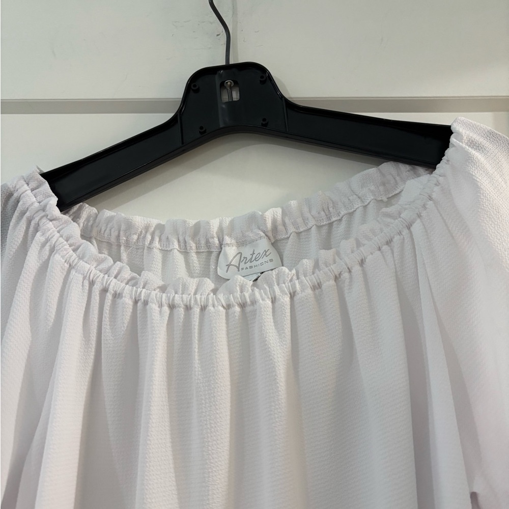 White Ruffle Sleeve Blouse - Picture 4 of 6